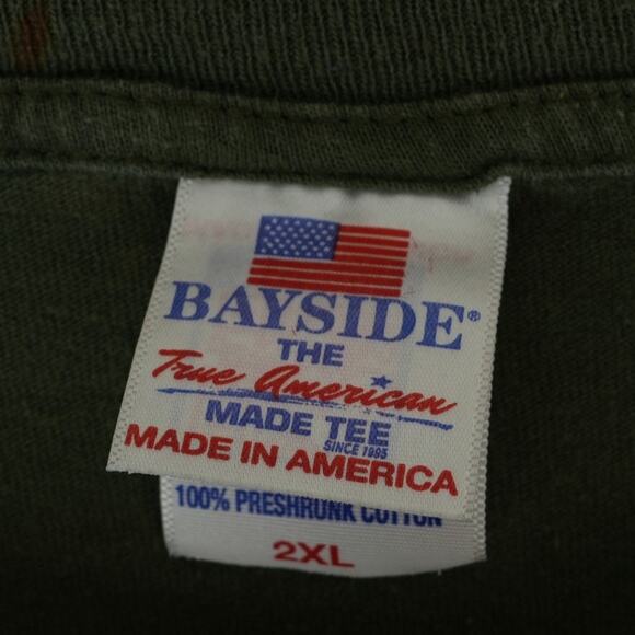 Vintage US Army T-Shirt Mens 2XL OD Green Short Sleeve Bayside Made in USA - Picture 4 of 9
